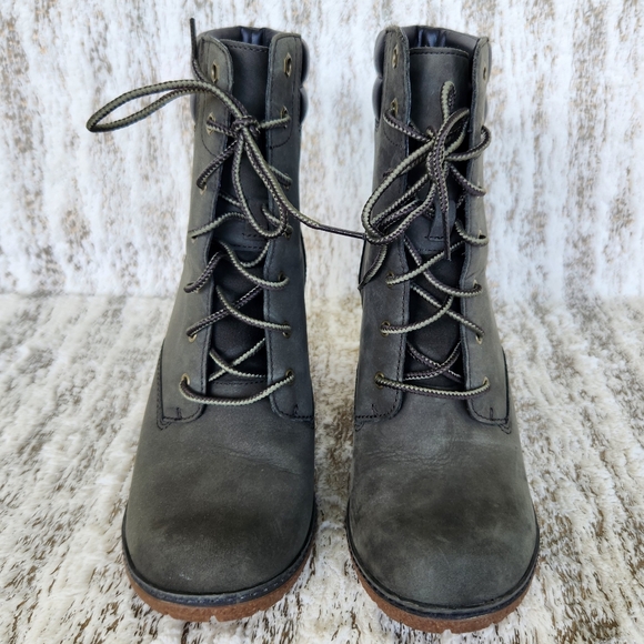 Timberland "Tillston" Olive Green Nubuck Leather Boot Heeled | Women's Size 8 - Picture 3 of 12